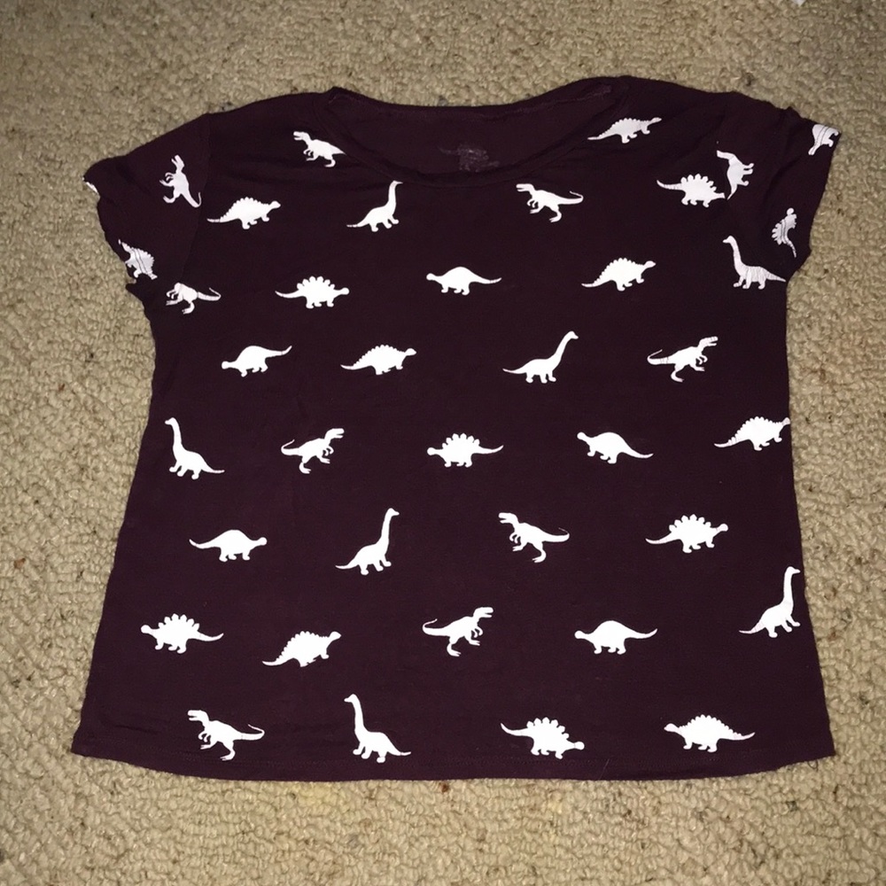 maroon dinosaur shirt